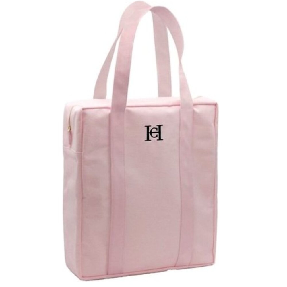NIP CAROLINA HERRERA Good Girl Blush Pink Canvas Monogram Tote Bag